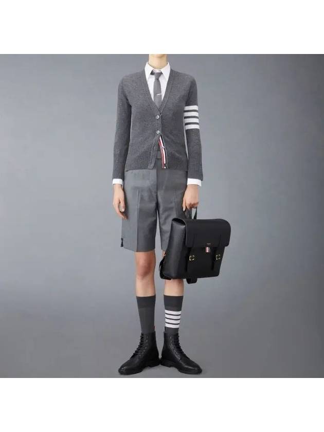 4-Bar V-Neck Cashmere Cardigan Grey - THOM BROWNE - BALAAN 3