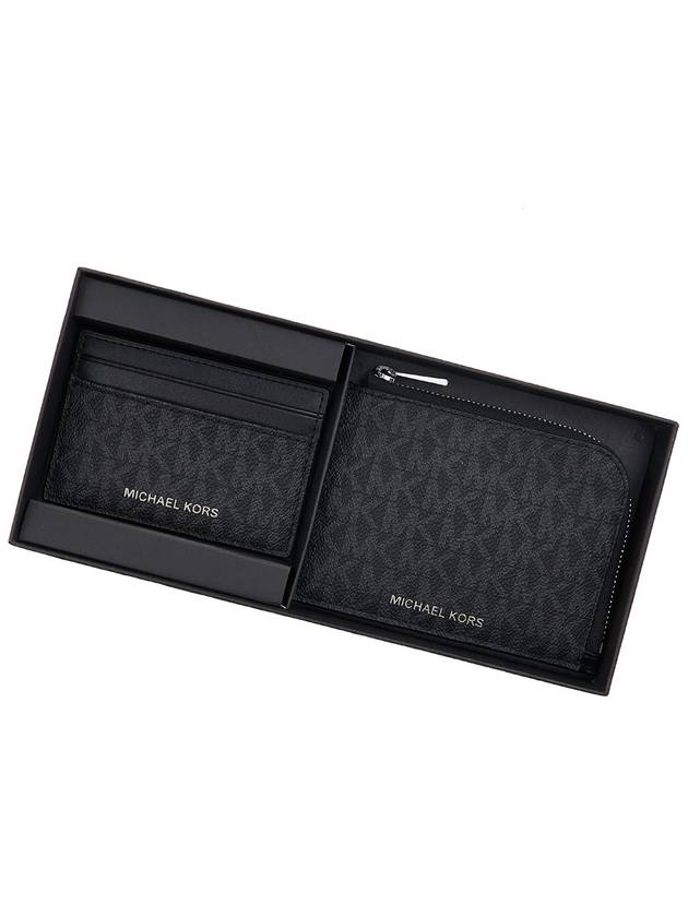 Hudson Logo 2-in-1 Canvas Card Wallet Black - MICHAEL KORS - BALAAN 10