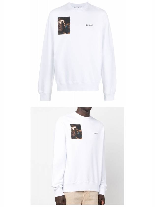 Caravaggio Root Slim Crew Neck Sweatshirt White Black Men's Sweatshirt OMBA057C99FLE0110110 - OFF WHITE - BALAAN 5