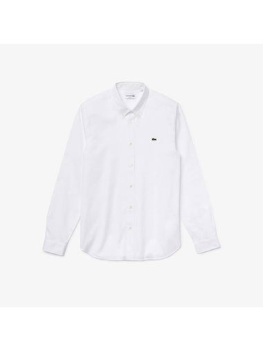 Slim Fit Premium Cotton Long Sleeve Shirt White - LACOSTE - BALAAN 1