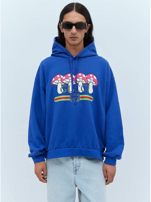 Mushroom Logo Hoodie Blue - GUCCI - BALAAN 1