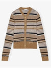 Striped Soft Wool Knit Cardigan Brown - GANNI - BALAAN 2