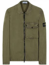 Men's Old Effect Overshirt Zip-Up Jacket Olive Green - STONE ISLAND - BALAAN 2