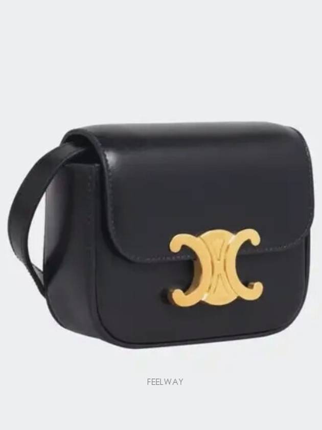 Triomphe Small Shiny Calfskin Cross Bag Black - CELINE - BALAAN 6