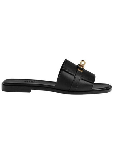 Giulia Calfskin Slippers Noir - HERMES - BALAAN 1