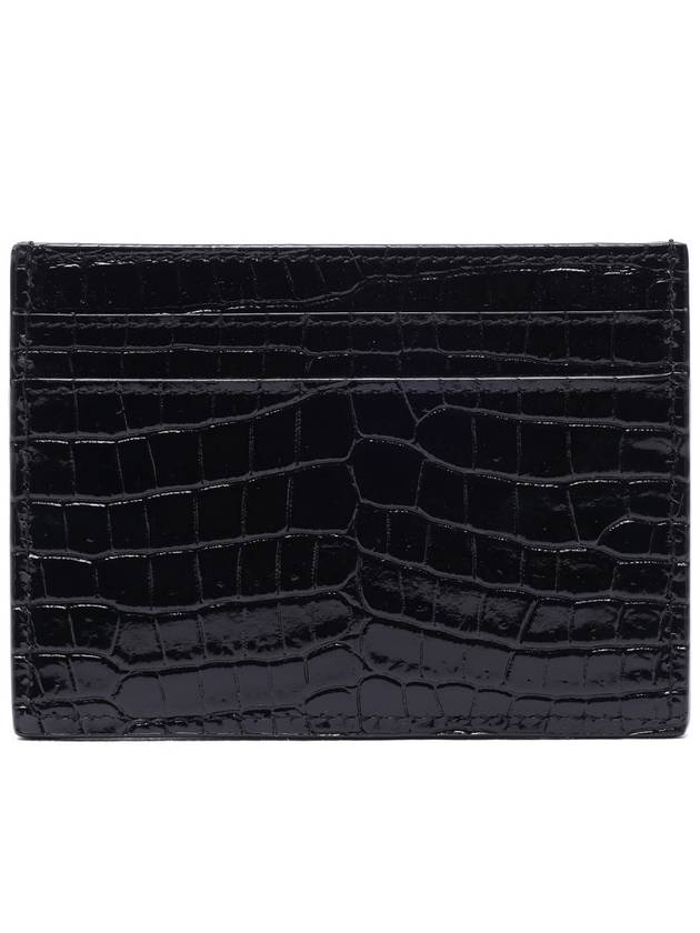 Monogram Logo Crocodile Card Wallet Black - SAINT LAURENT - BALAAN 5