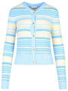 Striped Soft Wool Cardigan Light Blue - GANNI - BALAAN 2