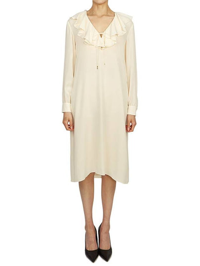 Jabot Lightweight Silk Sable Midi Dress Cream - CELINE - BALAAN 2