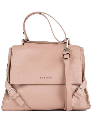 Orciani Sveva Sense Medium Leather Shoulder Bag With Antique Pink Shoulder Strap - ORCIANI - BALAAN 1