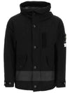 Men's David Wappen Patch Down Hooded Jacket Black - STONE ISLAND - BALAAN 2