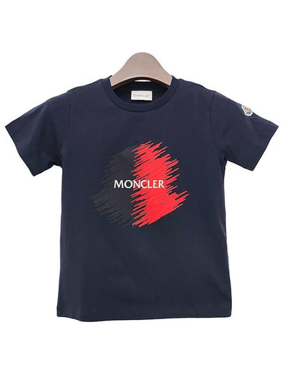 Kids Logo Motif Print Short Sleeve T Shirt 8Y 10Y Navy 8C00022 89AFV 778 - MONCLER - BALAAN 2