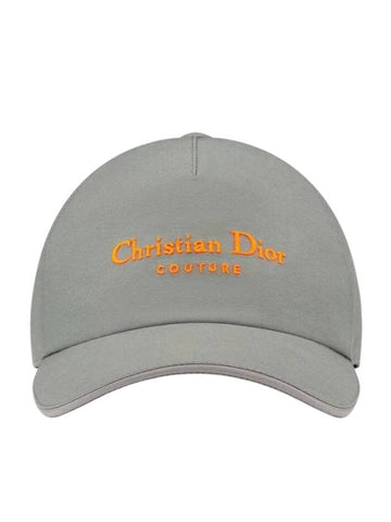 Couture Embroidered Logo Cotton Ball Cap Grey - DIOR - BALAAN 1