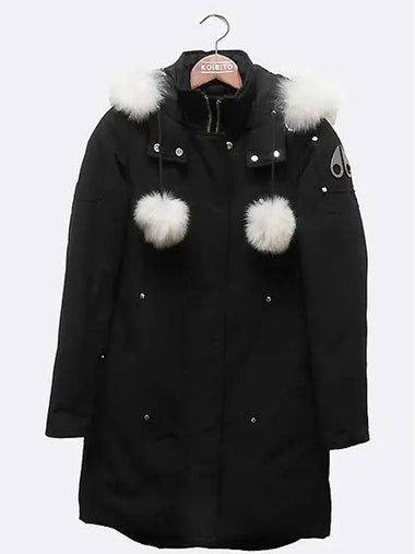 Black color STIRLING white fur hood women s padding - MOOSE KNUCKLES - BALAAN 1