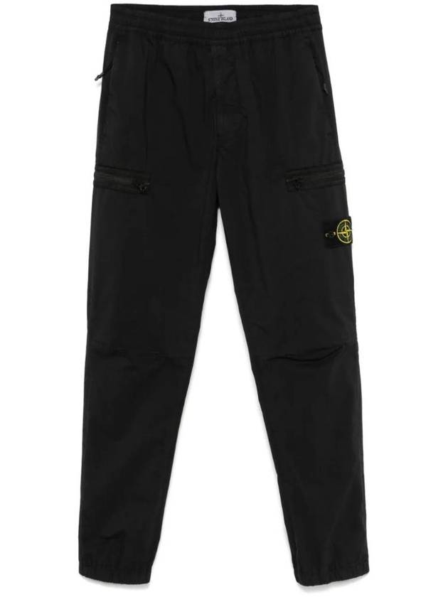 Logo Stretch Track Pants Black - STONE ISLAND - BALAAN 1