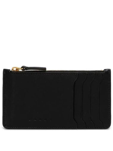 Zipper Leather Card Wallet Black - MARNI - BALAAN 1