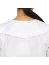 Women's Wide Collar Plunge Neck Cotton Shirt White - GANNI - BALAAN 10