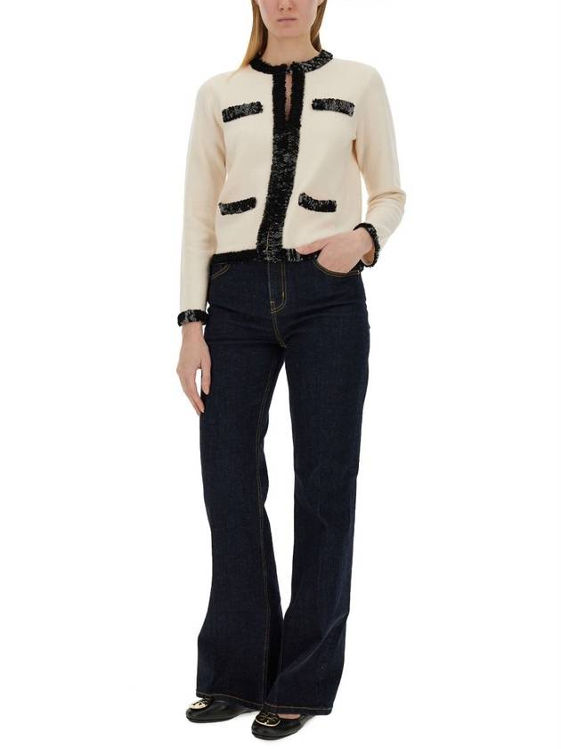 Kendra Wool Sequin Cardigan White - TORY BURCH - BALAAN 3