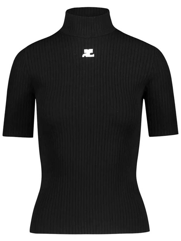 Reedition Knit Short Sleeve Turtle Neck Black - COURREGES - BALAAN 3