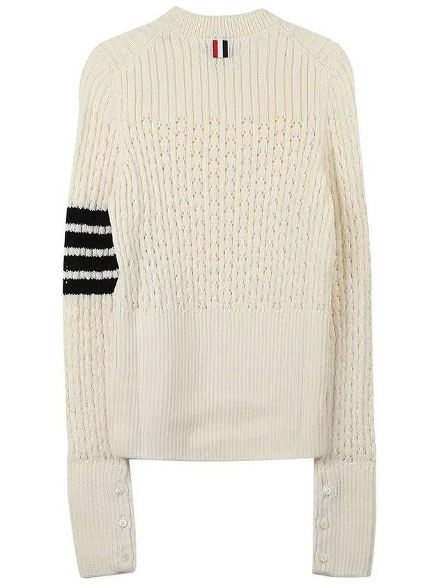 4 Bar Pointelle Knit Top White - THOM BROWNE - BALAAN 3