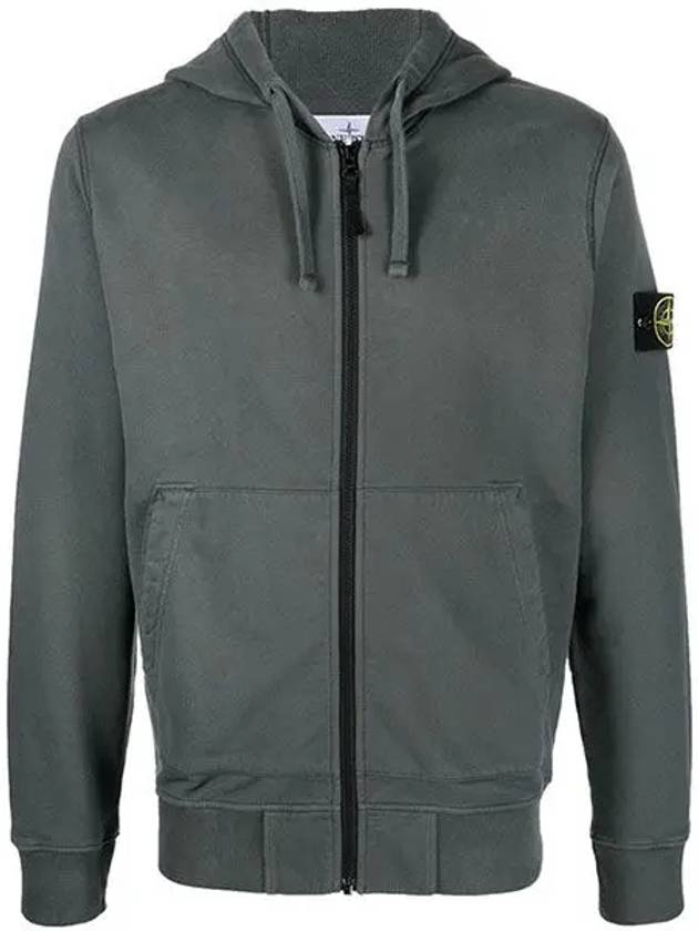 Wappen Patch Cotton Fleece Zip Up Hoodie Dark Green - STONE ISLAND - BALAAN 2