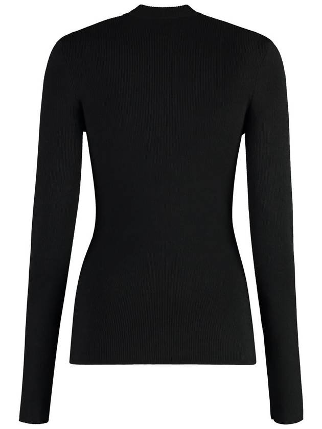 Logo Patch Slim Fit Wool Blend Knit Top Black - BURBERRY - BALAAN 2