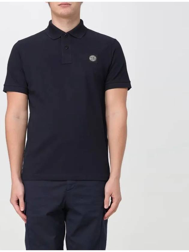 Pique Stretch Cotton Short Sleeve Polo Shirt Navy - STONE ISLAND - BALAAN 2