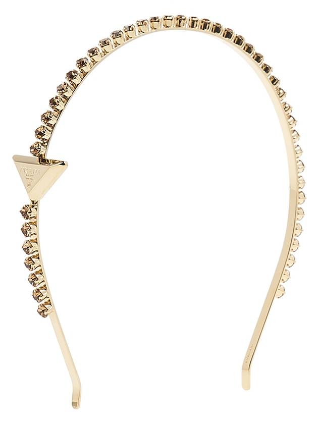 Triangle Logo Crystal Headband Gold Topaz Light - PRADA - BALAAN 11