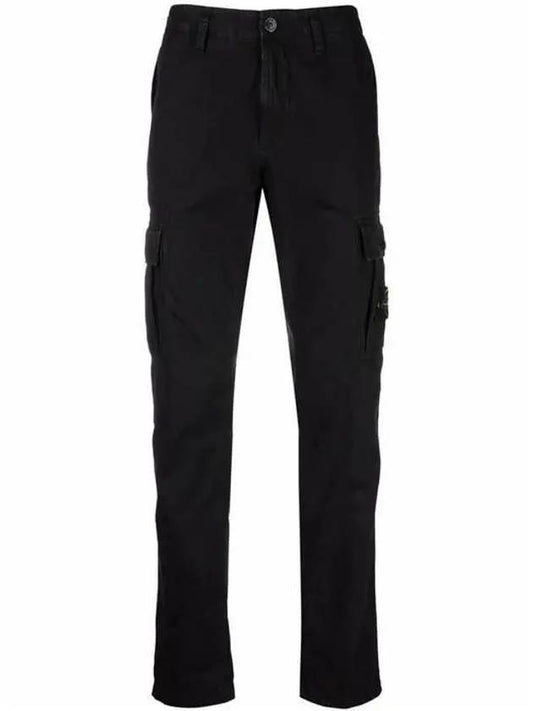 Men's Wappen Patch Slim Cargo Straight Pants Black - STONE ISLAND - BALAAN 1