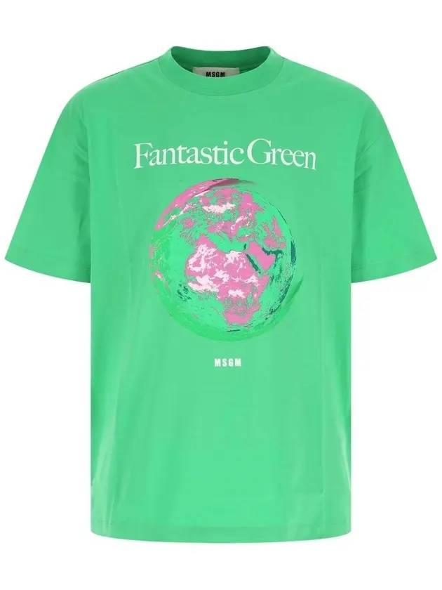 Fantastic Green Sustainable Cotton Short Sleeve T-Shirt Green - MSGM - BALAAN 1