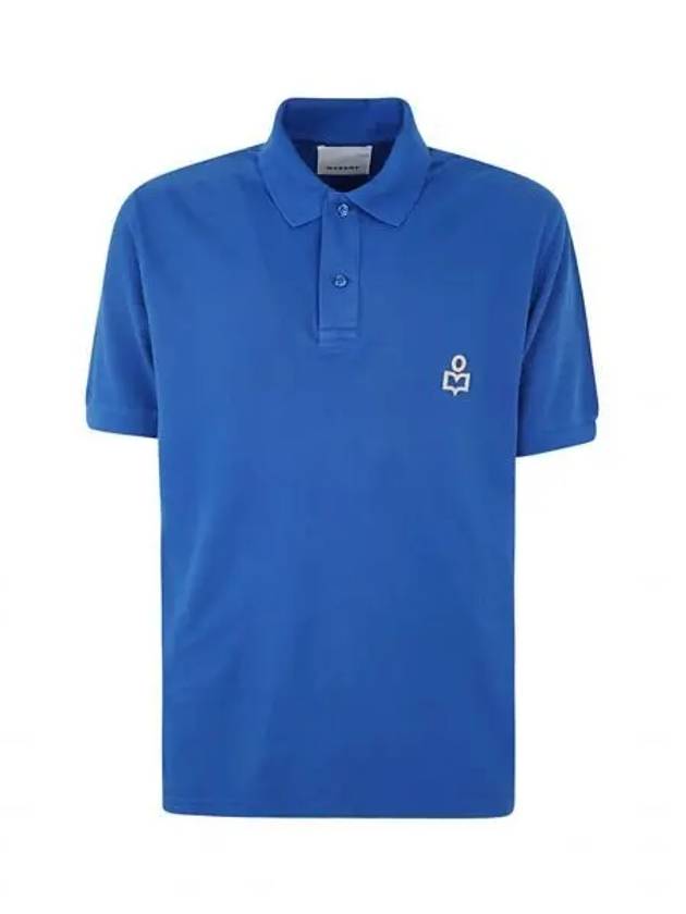 Afko Logo Cotton Polo Shirt Blue - ISABEL MARANT - BALAAN 2