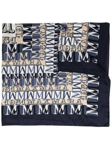 Max Mara Silk Scarf, Women's, Navy Blue - MAX MARA - BALAAN 1