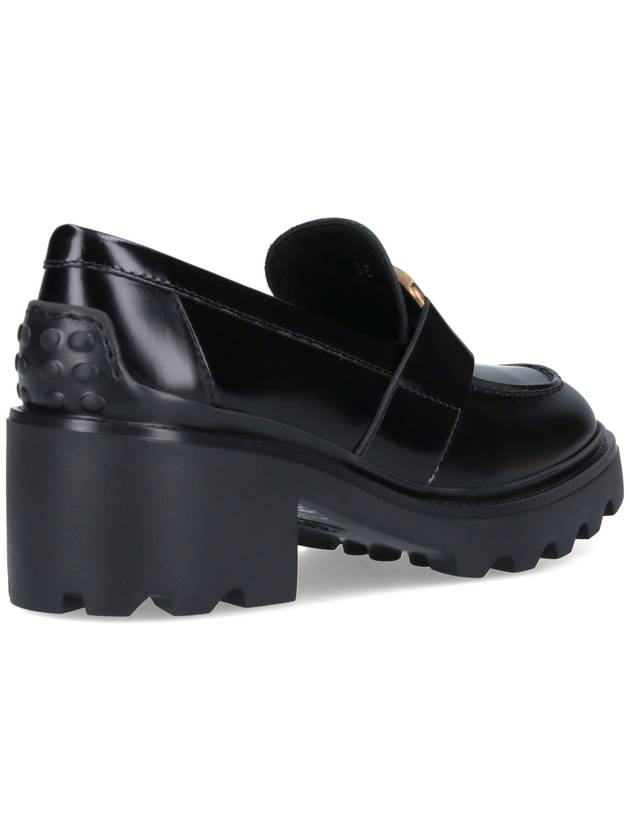 T Logo Leather Loafer Heels Black - TOD'S - BALAAN 5