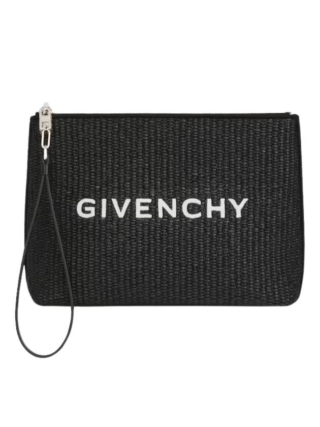 Embroidered Logo Travel Raffia Pouch Black - GIVENCHY - BALAAN 1