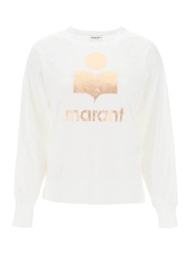 24 ss KLOWIA T-Shirt WITH Metallic Logo Print MARANT ETOILE TS0005FA A1N10E WHRG B0230963075 - ISABEL MARANT - BALAAN 1