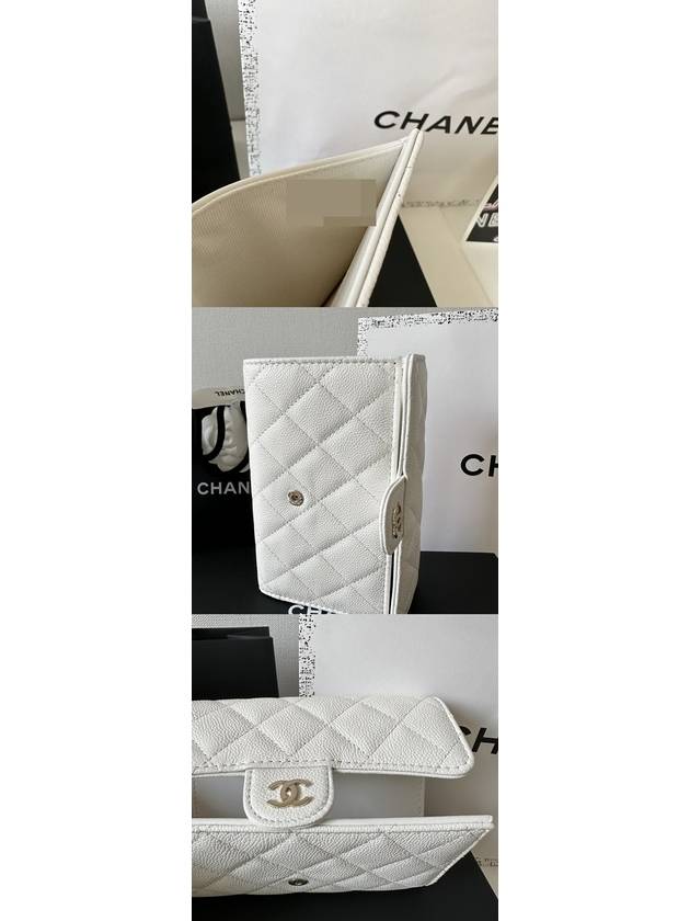 Classic medium wallet white leather gold shiny hardware gold caviar - CHANEL - BALAAN 7