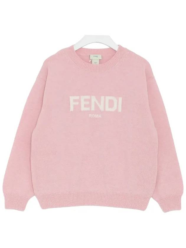 Kids Logo Knit Top Rose - FENDI - BALAAN 3