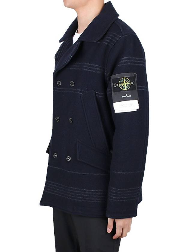 Wappen Patch Wool Blend Double Breasted Jacket Navy - STONE ISLAND - BALAAN 5