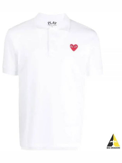 Red Heart Wappen Polo Shirt P1 T006 5 White - COMME DES GARCONS - BALAAN 2