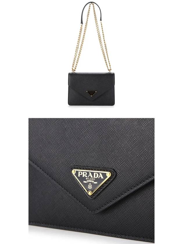 Saffiano Leather Envelope Chain Shoulder Bag Black - PRADA - BALAAN 4