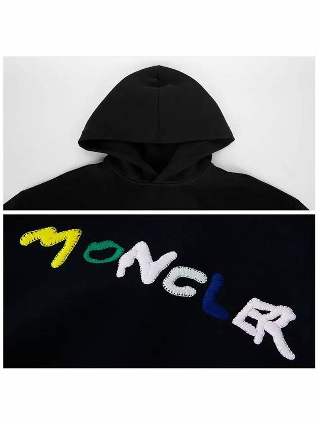 Embroidered Logo Hoodie Black - MONCLER - BALAAN 6