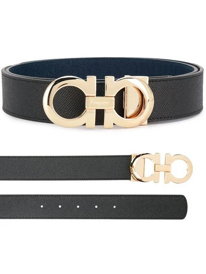 Gancini Reversible Adjustable Leather Belt Black - SALVATORE FERRAGAMO - BALAAN 2