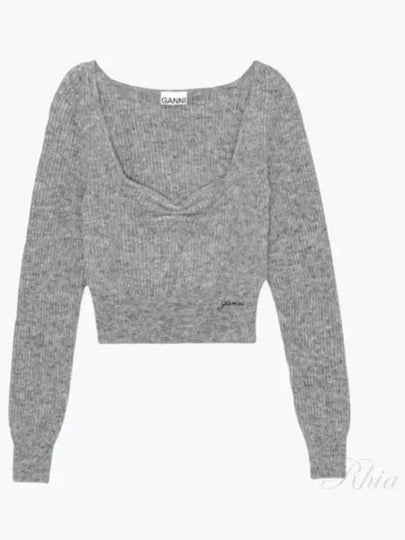 Soft Wool Knit Top Grey - GANNI - BALAAN 2