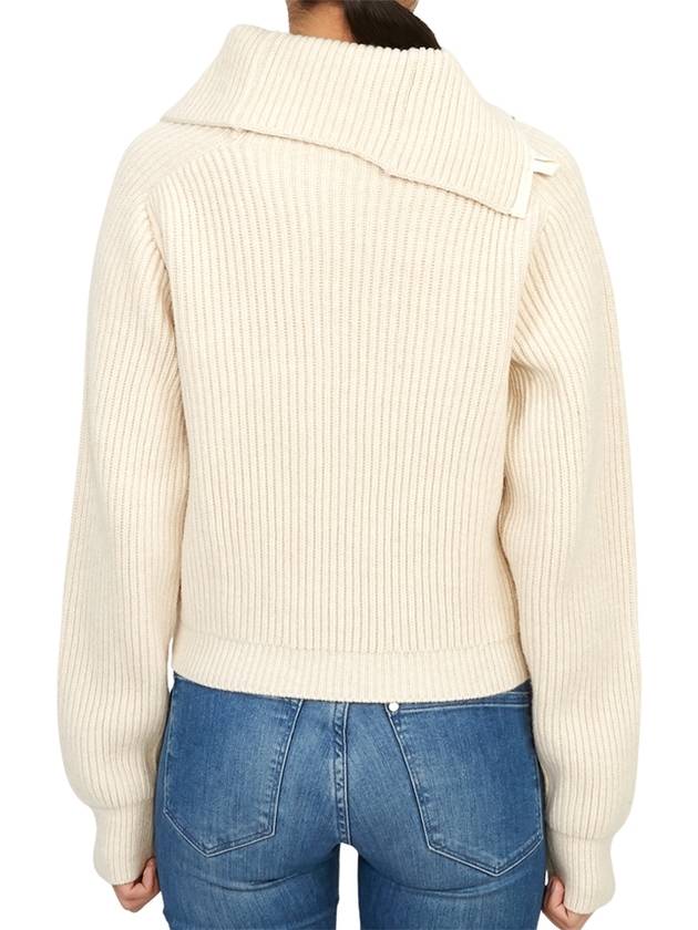 La Maille Vega Asymmetric Mock Neck Wool Knit Top Light Beige - JACQUEMUS - BALAAN 8