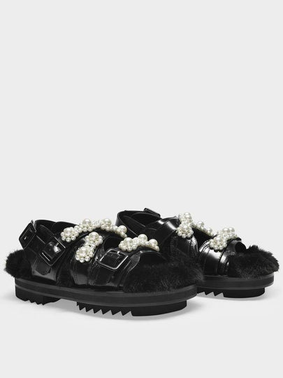 Multi-Strap Track Sandal in Black Pearl Leather - SIMONE ROCHA - BALAAN 2