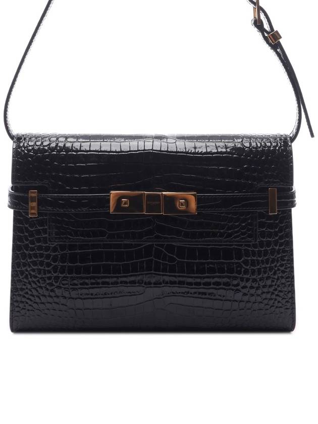 Manhattan Crocodile Small Shoulder Bag Black - SAINT LAURENT - BALAAN 3