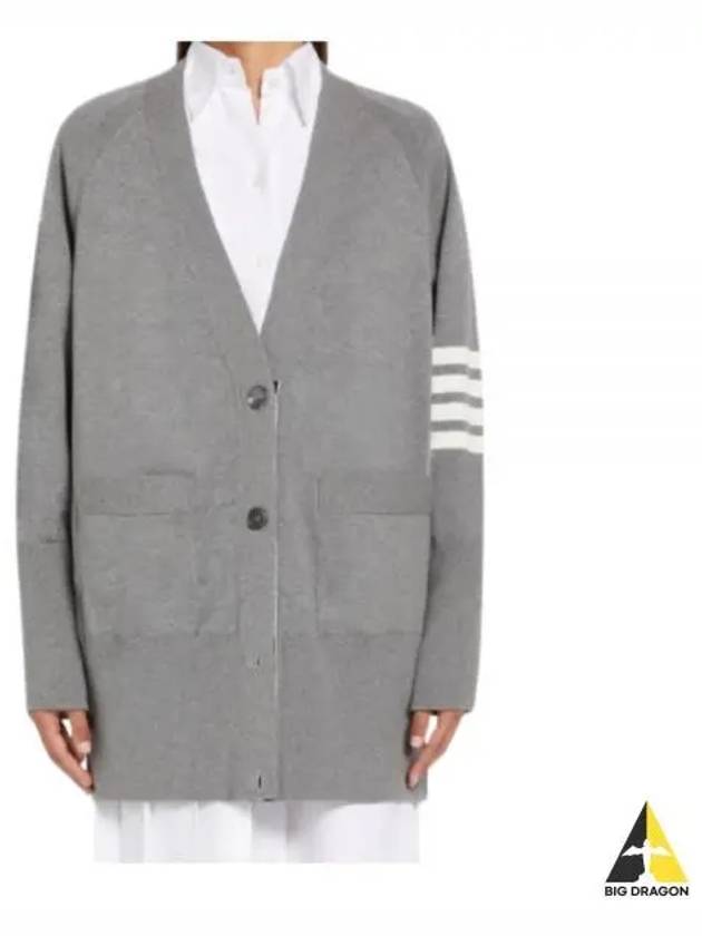 Stitched Cotton 4 Bar Cardigan Grey - THOM BROWNE - BALAAN 2