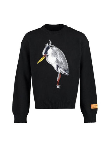 Bird Crewneck Knit Top Black - HERON PRESTON - BALAAN 1