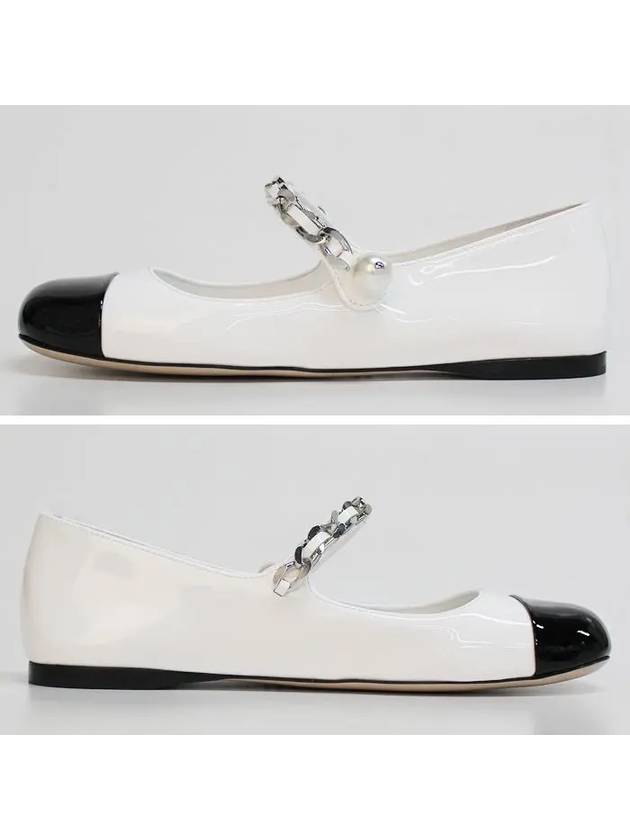 Miu Miu Patent Leather Ballerina Flats Black White - MIU MIU - BALAAN 3