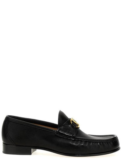 Garavani V logo signature leather loafers black - VALENTINO - BALAAN 2