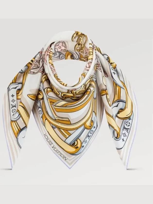 Bejeweled Square 90 Silk Scarf Beige - LOUIS VUITTON - BALAAN 4